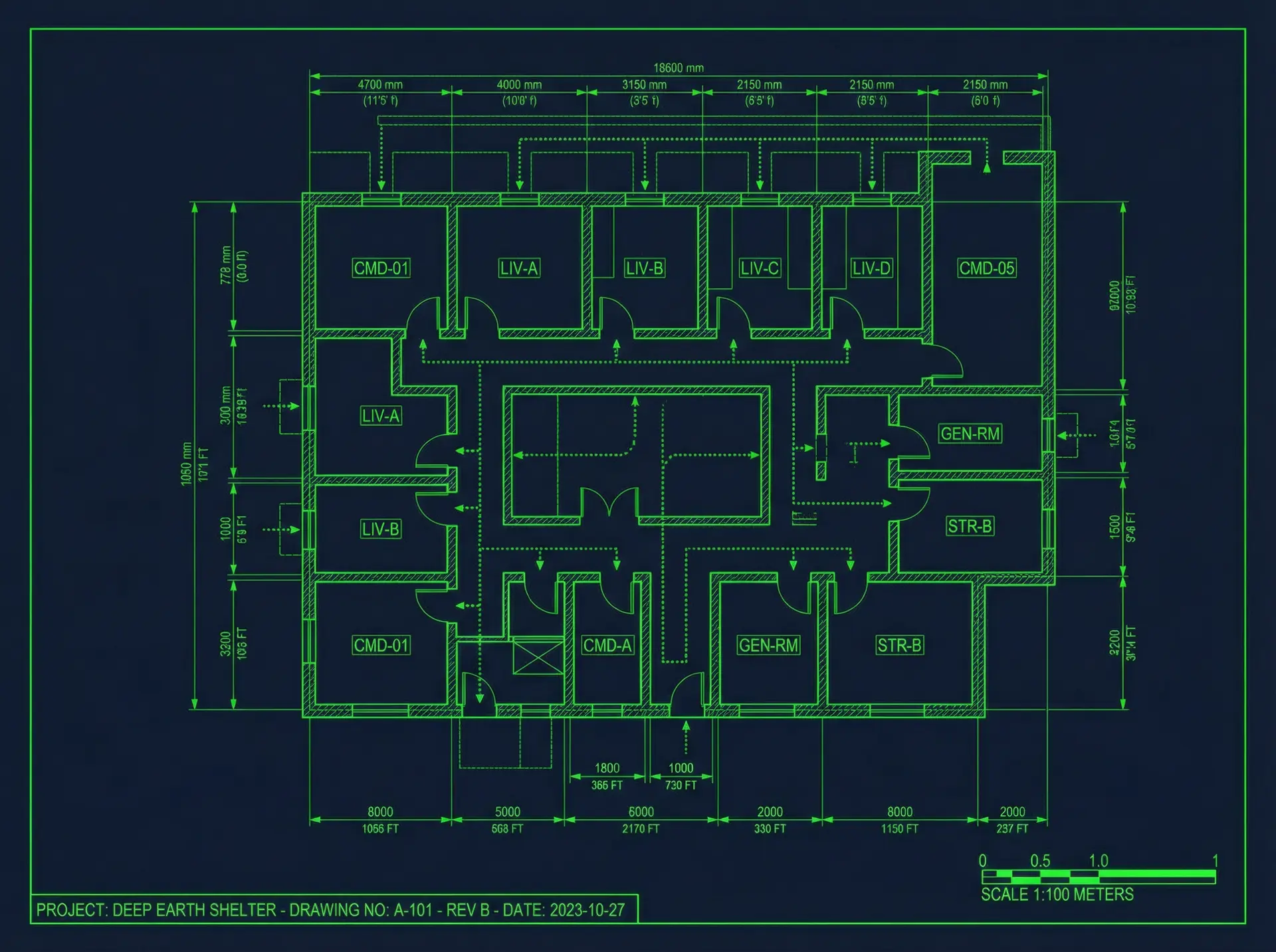 深层掩体平面布局蓝图 - 暗网 - 建筑图纸